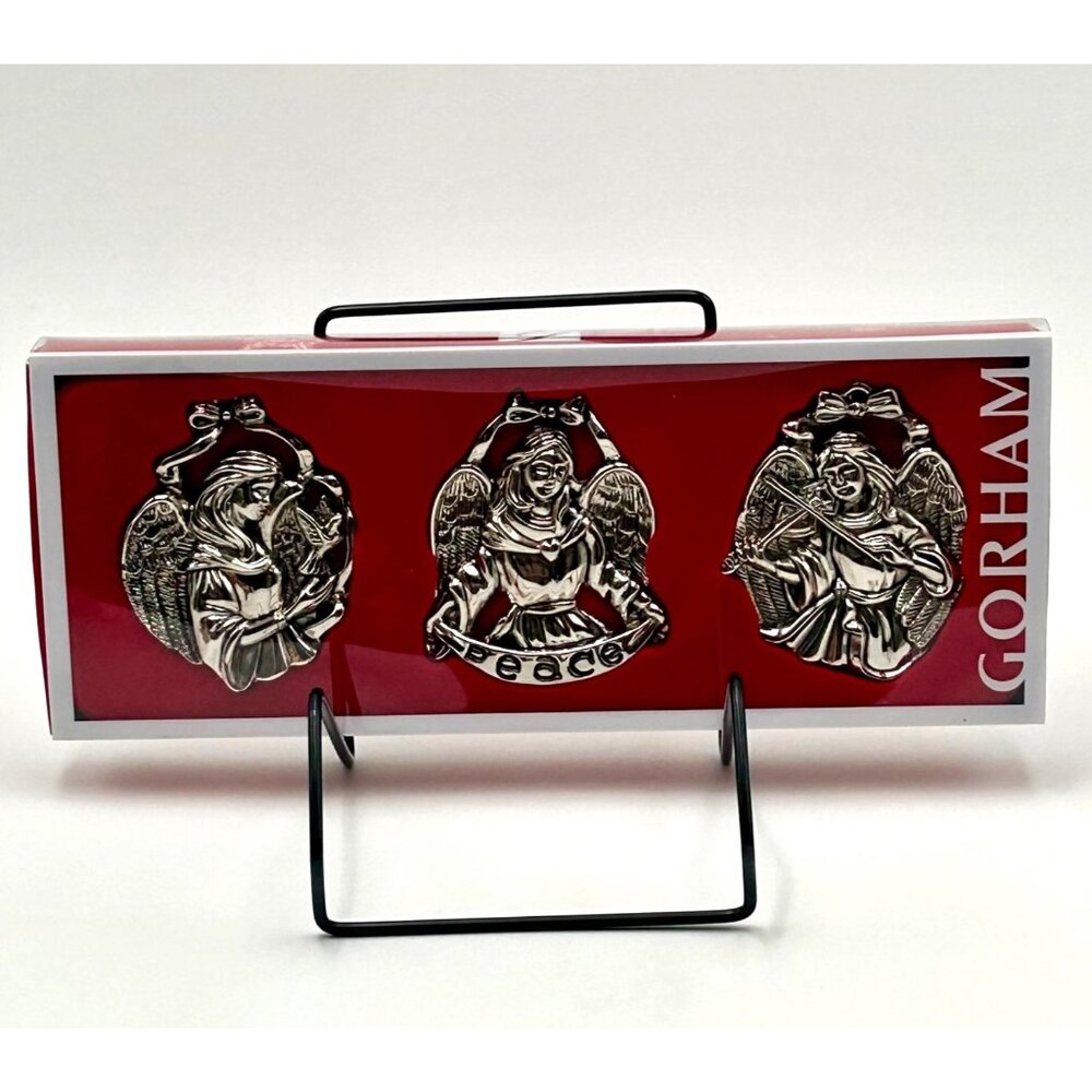 Gorham Silver Plated Angel Ornaments Set of 3 Christmas Gift Holiday Decor